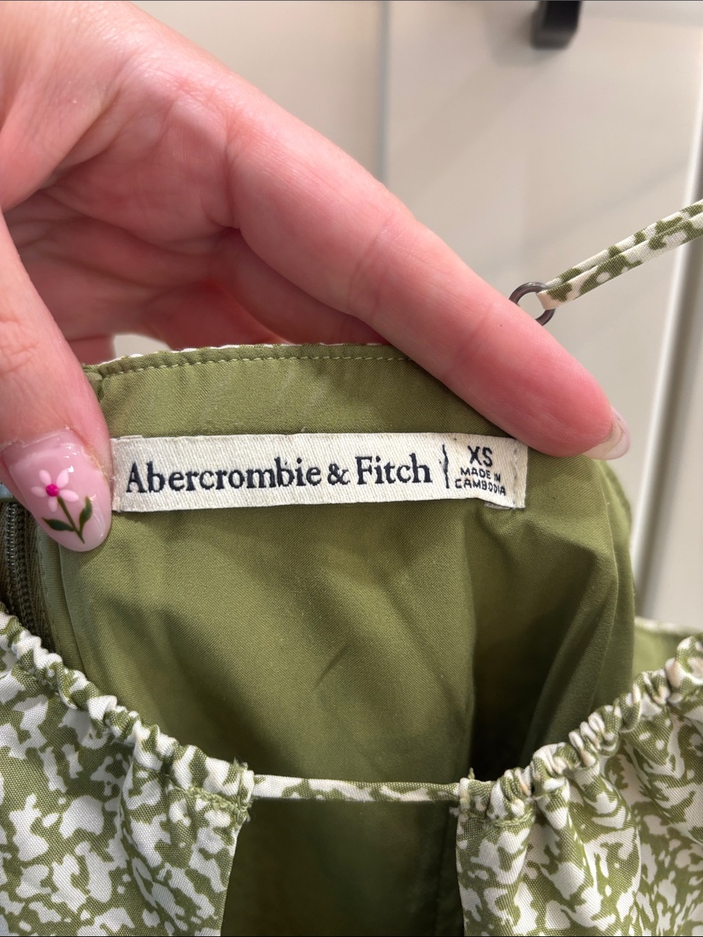 Abercrombie & Fitch Olive Green Floral Slip Midi Dress - Picture 2 of 3